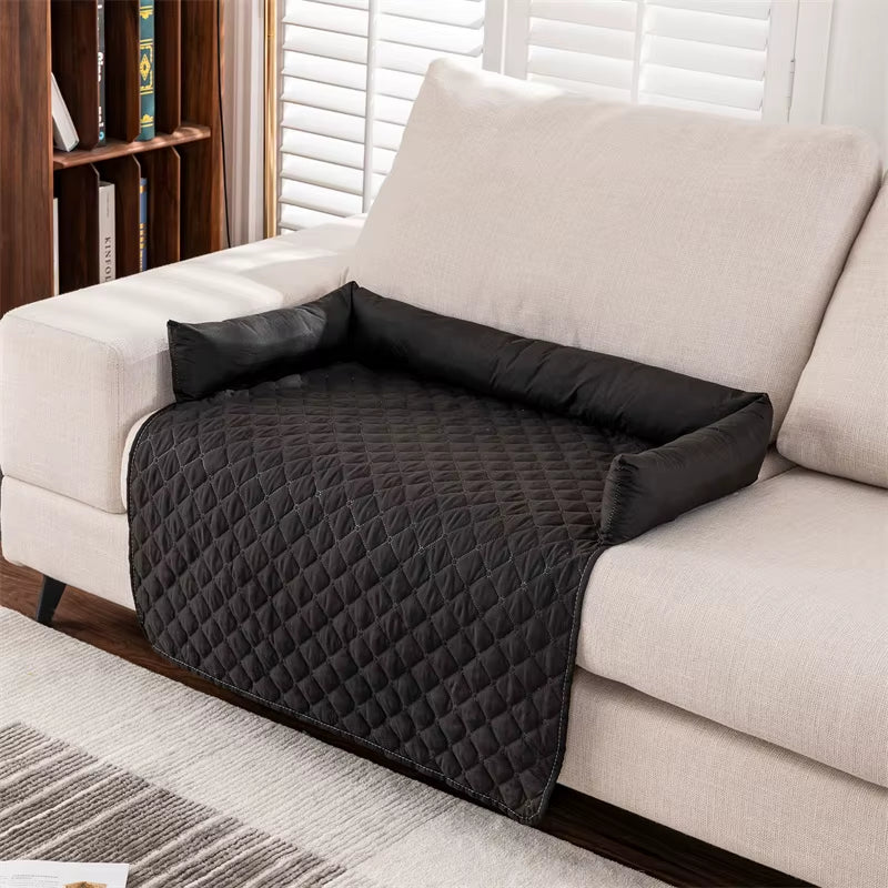 Waterproof Pet Dog Bed Blanket Mat Dog Sofa Couch Slipcover Pet Pad with Neck Pillow Washable Cat Calming Nest for Travel Home