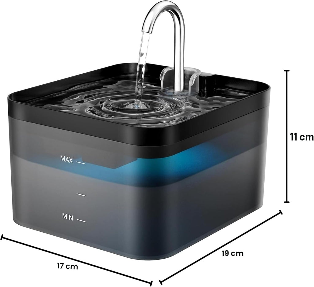 Fuente Para Gatos, 2,2L Bebedero Gatos, Súper Silenciosa, Fácil De Limpiar, Fuente De Agua Para Perros Con LED Y Filtro De Carbón Activado, Dos Patrones De Flujo De Agua