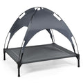 Cama Para Perros Con Toldo Desmontable Y Estructura En Acero Ideal Para Camping Playa Césped Gris 105 X 85,5 X 86 Cm